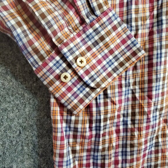 Peter Millar Shirt Mens XXL Blue Pink Check Plaid Cotton Long Sleeve Button Up - Picture 4 of 16